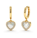 Milskye Personality Fashion Fine Jewelry for Women 925 Silver 18k Gold Mother of Pearl Heart huggies Earrings