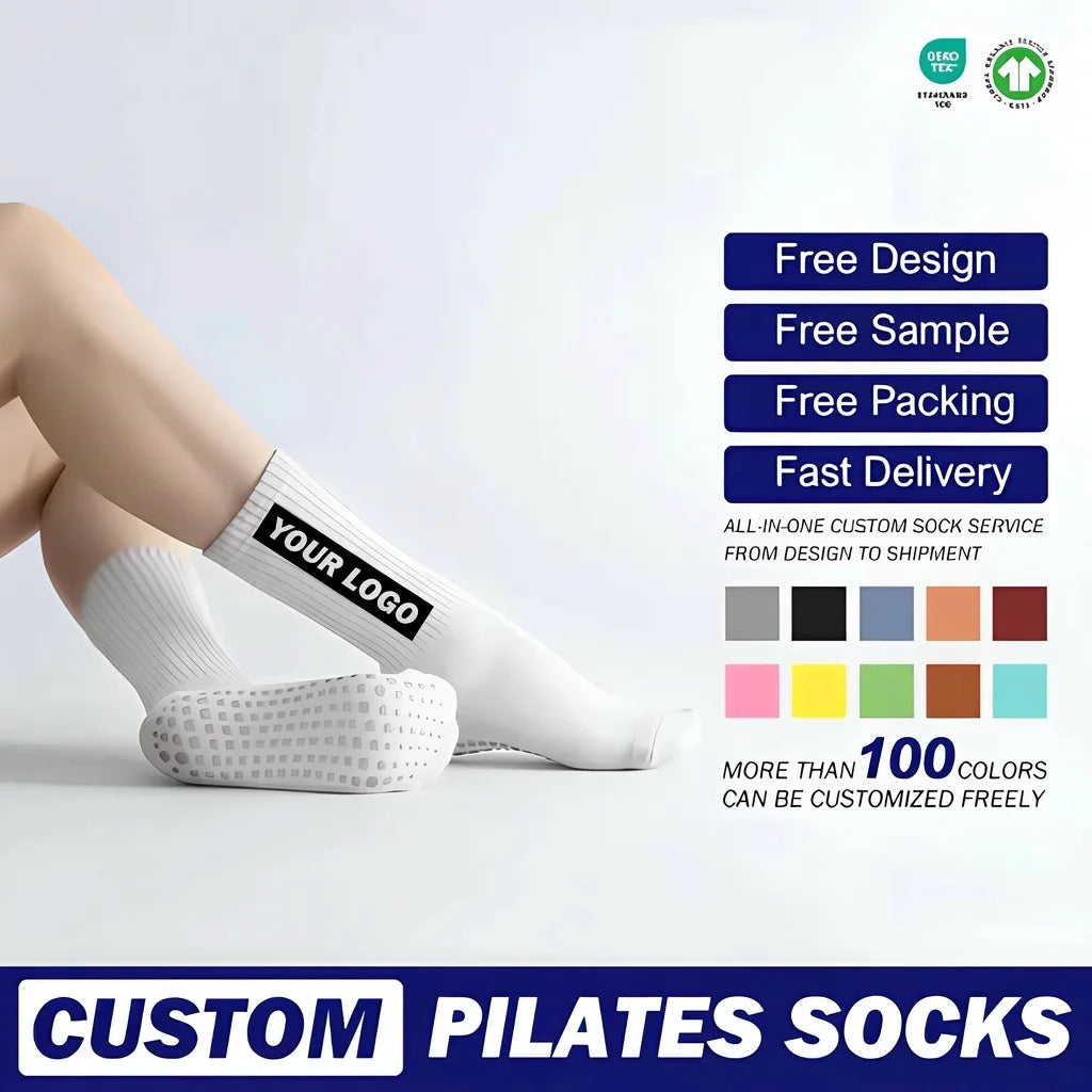 Quality Anti Slip Pilates Yoga Socks Solid Skin Friendly Breathable Quick Drying Wholesale Crew Yoga Cuff Bottom Print Socks
