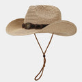 Western Style Stars Band Unisex Retro Cowboy Straw Hat Bulk Accessories for Party Travel Casual-Beach Style