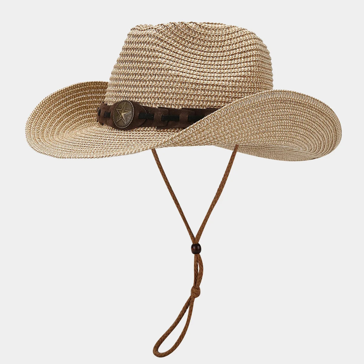 Western Style Stars Band Unisex Retro Cowboy Straw Hat Bulk Accessories for Party Travel Casual-Beach Style