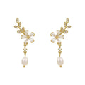 AA00768 Sweet Zircon Flowers Earrings Fashion Temperament Pearl Earring Fashionable Ear Studs