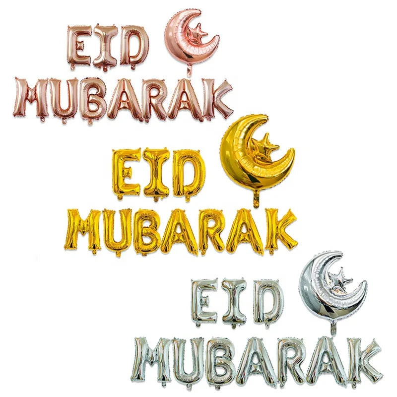 2023 Modern Ramadan Decorations Eid Mubarak Party Decoration Eid Mubarak Balloons Ramadan Kareem Supplies for Muslim