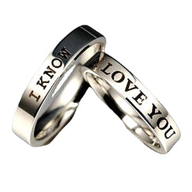 New Arrival Romantic Couple Rings 4mm Colorfast Stainless Steel Ring Statement Letter I Love You I Know Ring Gifts for Women