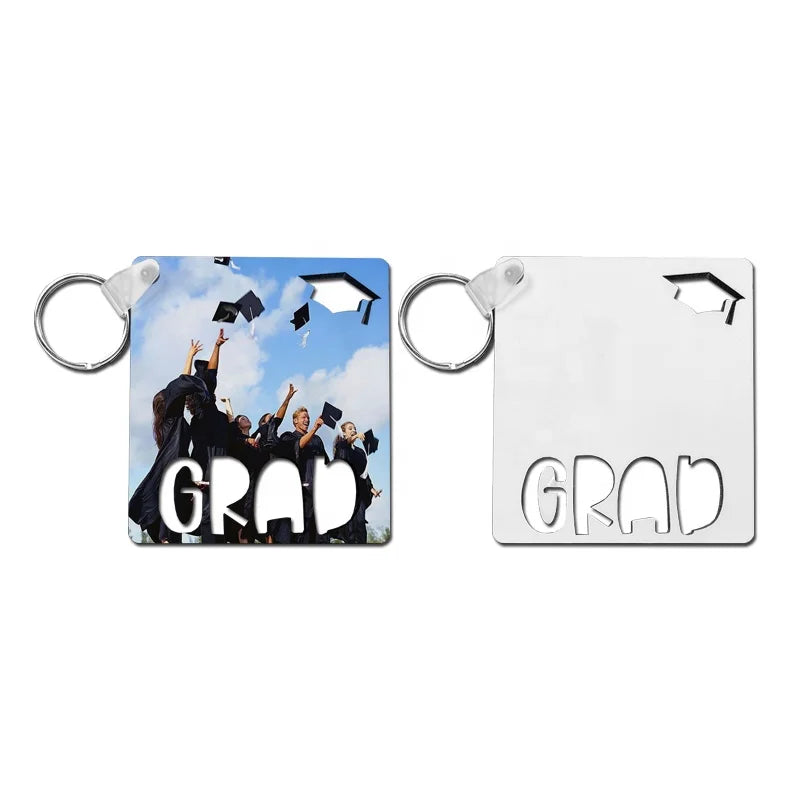 Graduation DIY Design Customized Logo Grad Cap Insert Key Ring Sublimation Blank Grad Insert Keychain