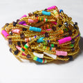 Fertility Coloured Glass Seed Beads Clay Crystal Charm Waist Beads for Women Elastic Stretchy Cord Belly Chain Body Jewelry 80cm