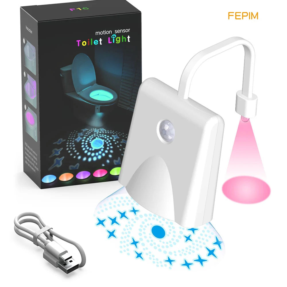Color Changing Toilet Motion Sensor Night Light Rechargeable LED Human Body Induction Lamp for Washroom
