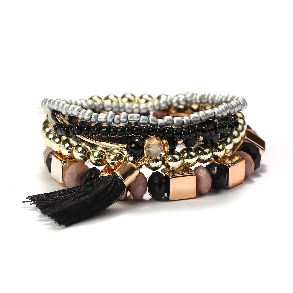 Wholesale Boho Beaded Bracelet Rice Beads Tassel Charm Colorful Bracelet Sets Jewelry Women Gift Trendy