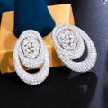 New 2023 Design Bridal Cubic Zirconia Twisted Big Drop Earrings for Women Wedding CZ Party Jewelry Lady Costume Accessories Gift
