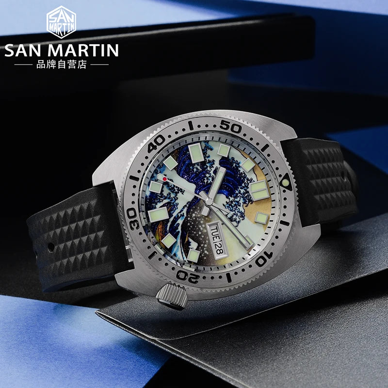 Rts Factory Price Free Ship San martin Abalone Tuna Kanagawa NH35 Automatic 20atm C3 316L Stainless Steel Diver Watch for Men