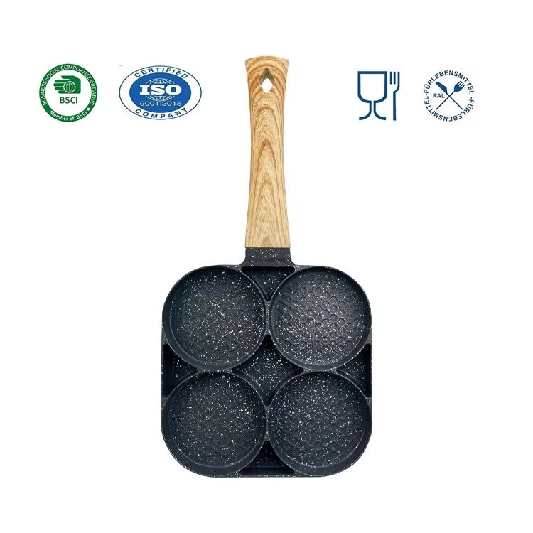 4 Hole Die Cast ALuminum Egg Frying Pan Skillet Thickened Omelet Non-stick Egg Breakfast Pan Cooking Egg Ham Pans