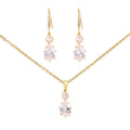Wholesale Fashion Minimalist Jewelry Set Zirconia Drop Pendant Necklace and Earring Sets Women