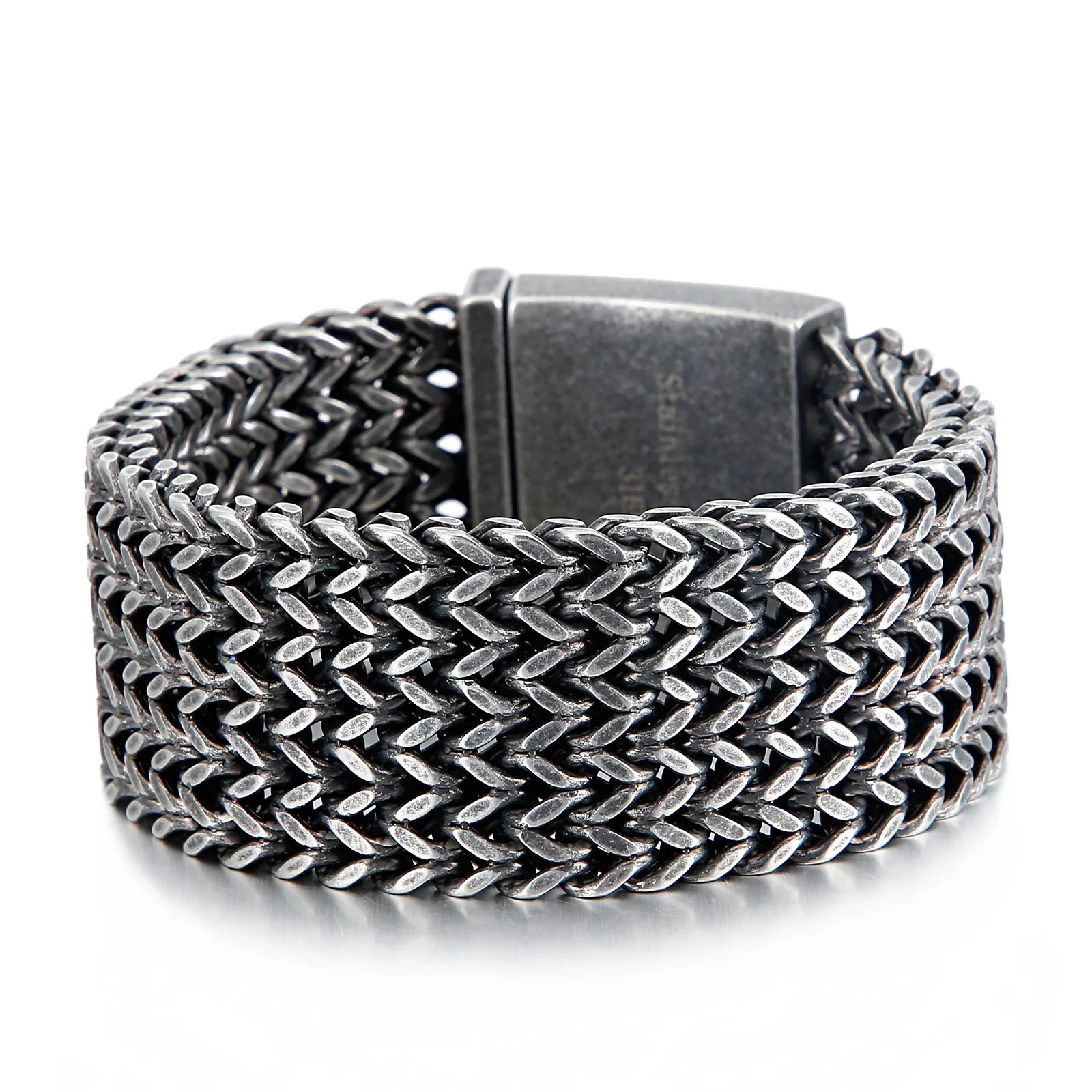 KALEN Vintage Black Mesh Chain Bracelets Men 316L Stainless Steel Jewelry Bracelet