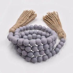 Farmhouse Beads Rustic Nature Country Decor Prayer Boho Beads Wall Hanging Decoration 58in Wood Bead Garland with Tassels