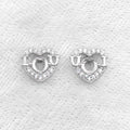 Sterling Silver 4*4mm Semi Mount Stud Earrings Empty Support Blank Claws Setting S925 Base Without Center Stone for DIY Inlay