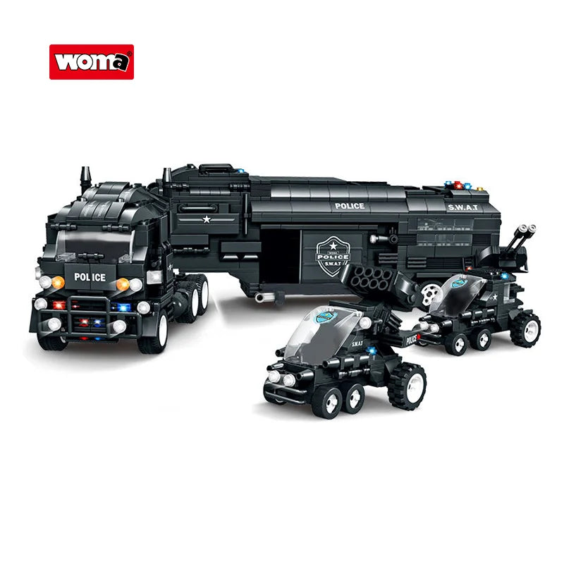 Woma Toys SWAT Car Building Block Toys for Kids Police Vehicle Model DIY (C0552)