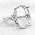 Sterling Silver 14*18/19*26mm Semi Mount Ring S925 Empty Frame Blank Base Claws Setting Support Without Center Stone for Inlay