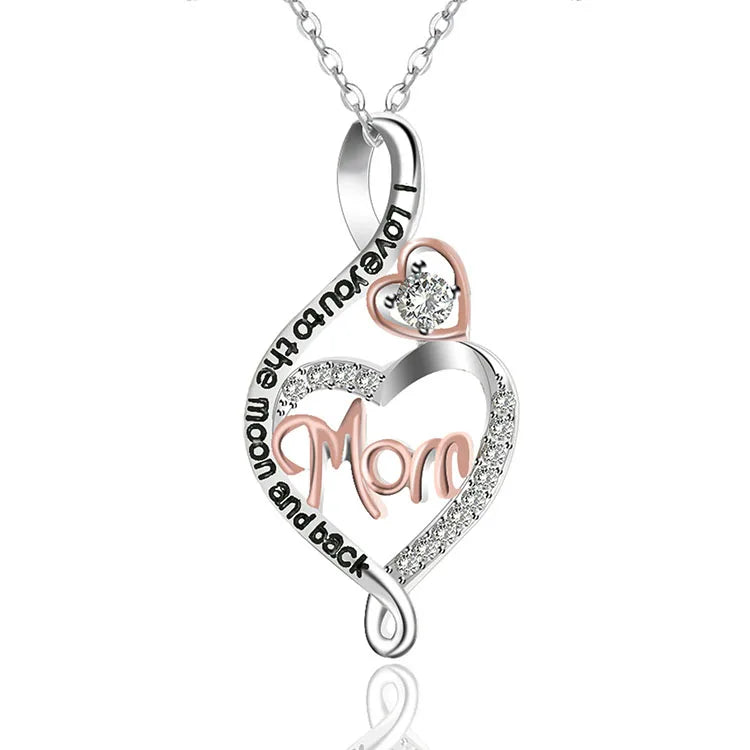 Clavicle Chain Love Double Heart Diamond Stone Pendant Ladies Heart Necklaces For Mothers Day Mom Heart Necklace