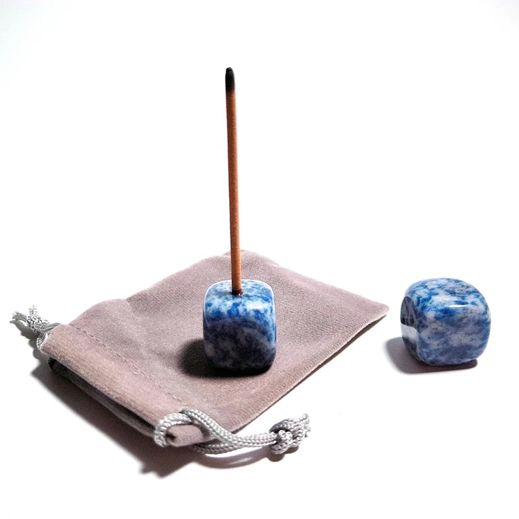 HZ Gemstones Popular Souvenir Natural Crystal Incense Holder Stone Crafts Blue Spot jasper Cube Incense Holder for Decoration Gift