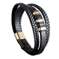 Men's Bracelet Stainless Steel Leather Braided Bracelet Leather Multi-layer Men's Bracelet