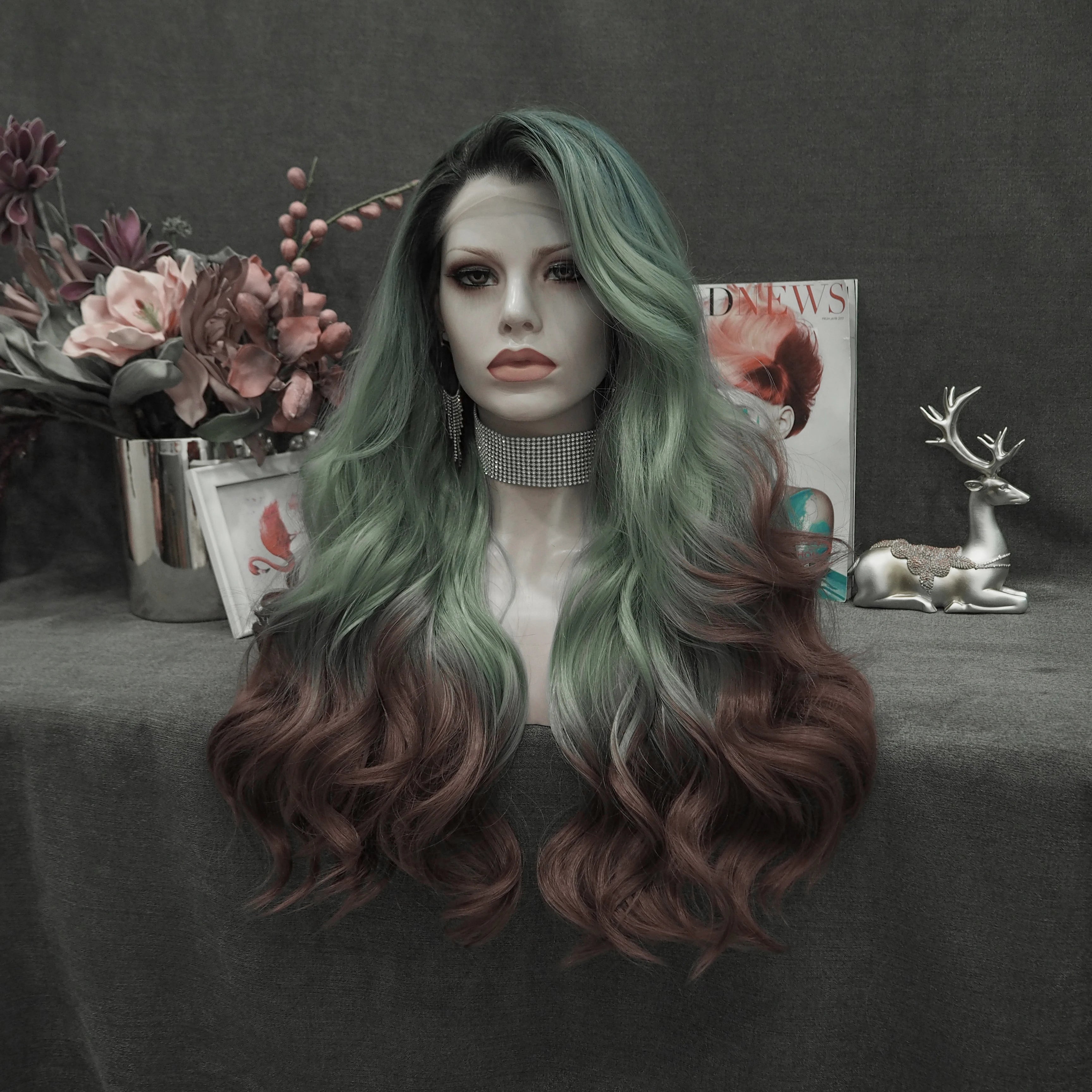 Celebrity 26 Inch Transparent Lace Front Synthetic Wigs Natural  Wave  Light  Color Heat Resistant  Lace Frontal Wigs