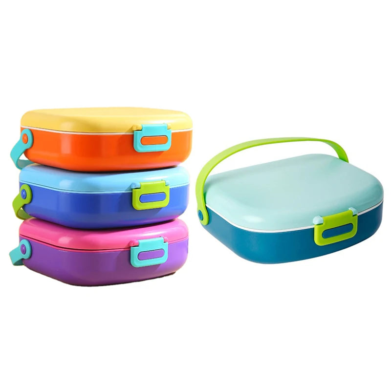 Reusable Food Storage Container School Kids Bento Box Portable Plastic Tiffin Lunch Box With Handle and Cutlery