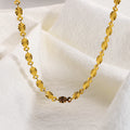 Stylish Oval Chain Necklace 18K Gold Plated Stainless Steel Ova Texture Chain Choker Necklace for Girl Daily Jewelry