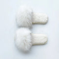 Faux Fur Slide White Lady Slippers Open Toe Fluffy House Indoor Slides Women Fall Winter Slipper