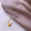 Exquisite 18K Gold Plated Heart Pendant Necklaces Stainless Steel Bead Chain Love Heart Necklace