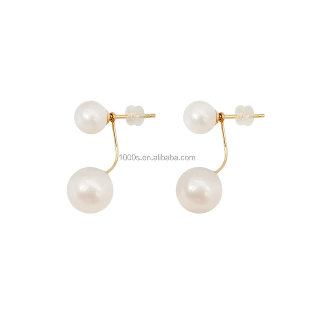 Women Dainty 18k Real Gold Freshwater Pearl Earrings in 18k Yellow Gold Drop Earrings With Silicon Back Wholesale