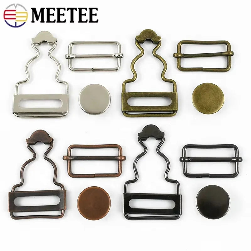 Meetee E6-1 2.6cm-5cm Adjustable Suspender Buckles Custom Metal Brass Gourd Buckle for Overalls Jeans Pants Garment Accessories