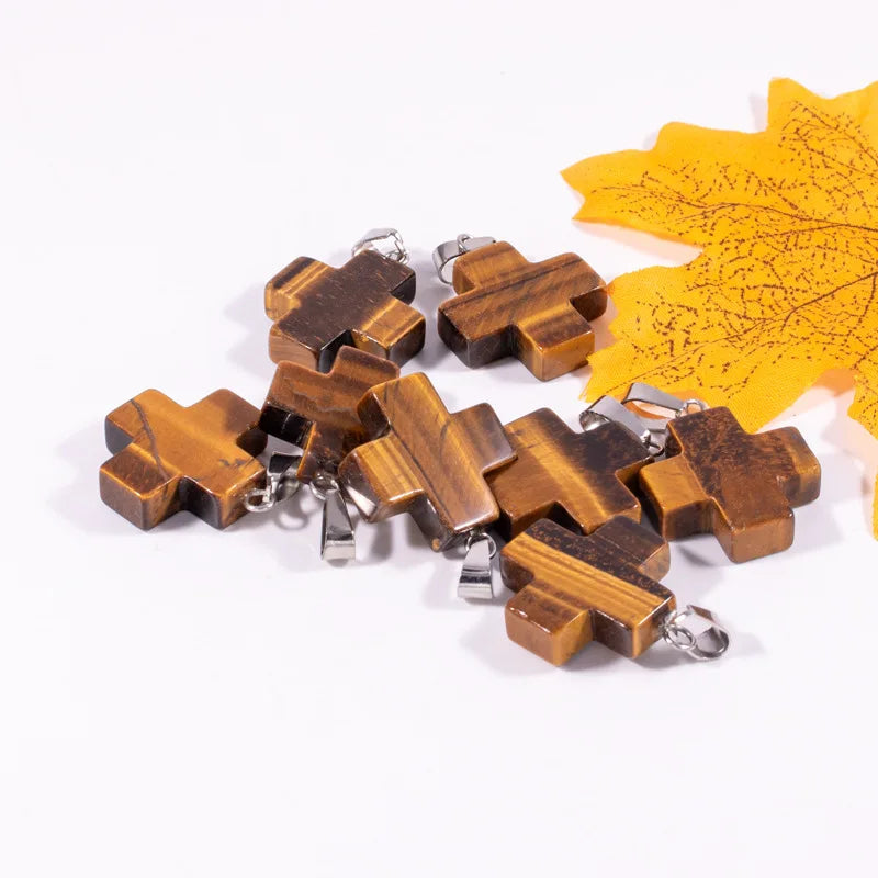 Huiying Popular hot yellow tiger eye pendant cross shape for sale jewelry