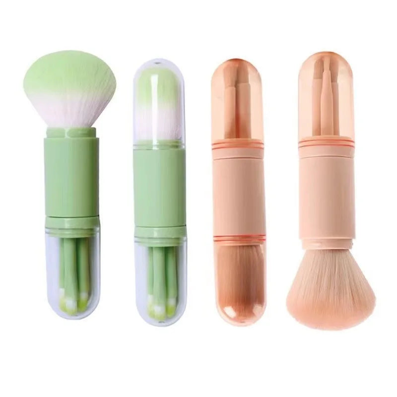 4 in 1 Makeup Brush Set Beauty Tool Mini Eye & Face Brushes Concealer Compatible Durable Retractable Portable