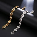 New Arrival Gold Plated Stainless Steel Pig Nose Chian Bracelet Punk Hip Hop Coffee Bean Chains Bracelet for Men and Women