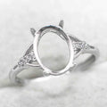 Sterling Silver 8*11mm Semi Mount Ring Empty Frame Blank Support Claws Setting S925 Base Holder Without Center Stone for Inlay