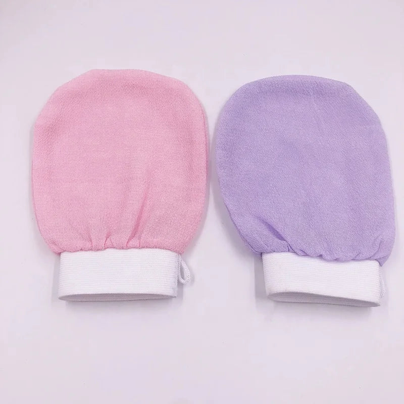 Light Purple Square Shape Hammam Glove Hanging Loop Custom Logo Face Body Exfoliating Mitt 15x23cm Made Soft Sponge Adults Cut