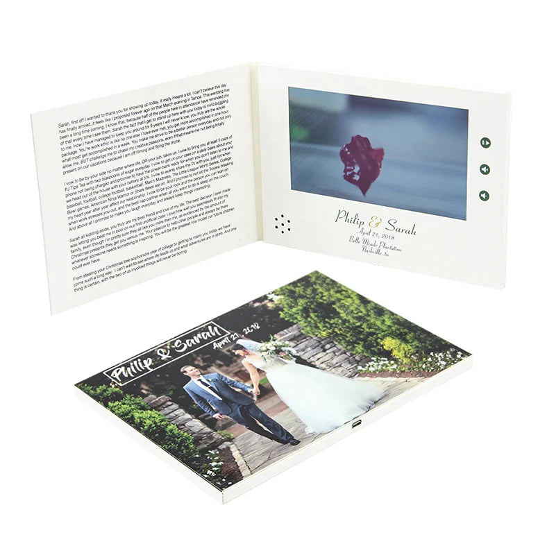 Promotional Customized Paper Thank You Printing Greeting Invitation Cards Lcd 7 Inch Digital Wedding Publicity Video Brochure