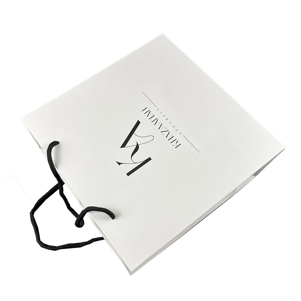 Custom White Packing Paper Bag for Packaging Bolsas De Papel Shopping Clothing Gifts Bags with Logo