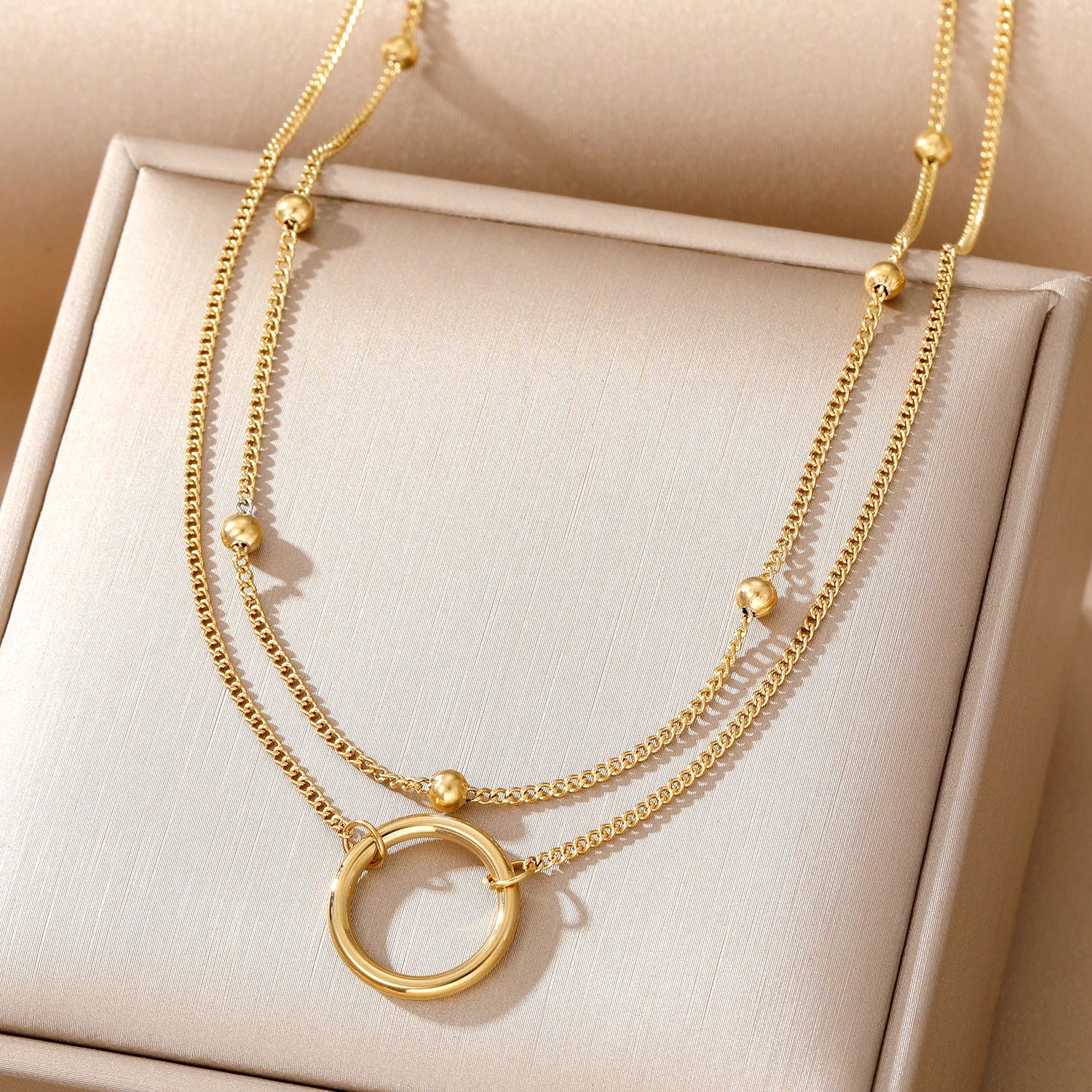 VKME New Fashion 18K Gold Plated 316L Stainless Steel Necklace for Women Jewelry