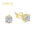OAHLAN 0.5ct Moissanite Diamond Circular Cut Classic Stud Earrings 14k Gold Plated 925 Sterling Silver ROHS Certified Women