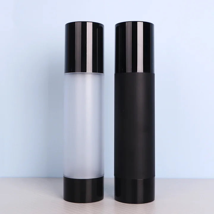 Wholesale Frosted Matte Black Cosmetic Packaging 80ml 100ml Skincare Plastic Airless Lotion Pump Bottle
