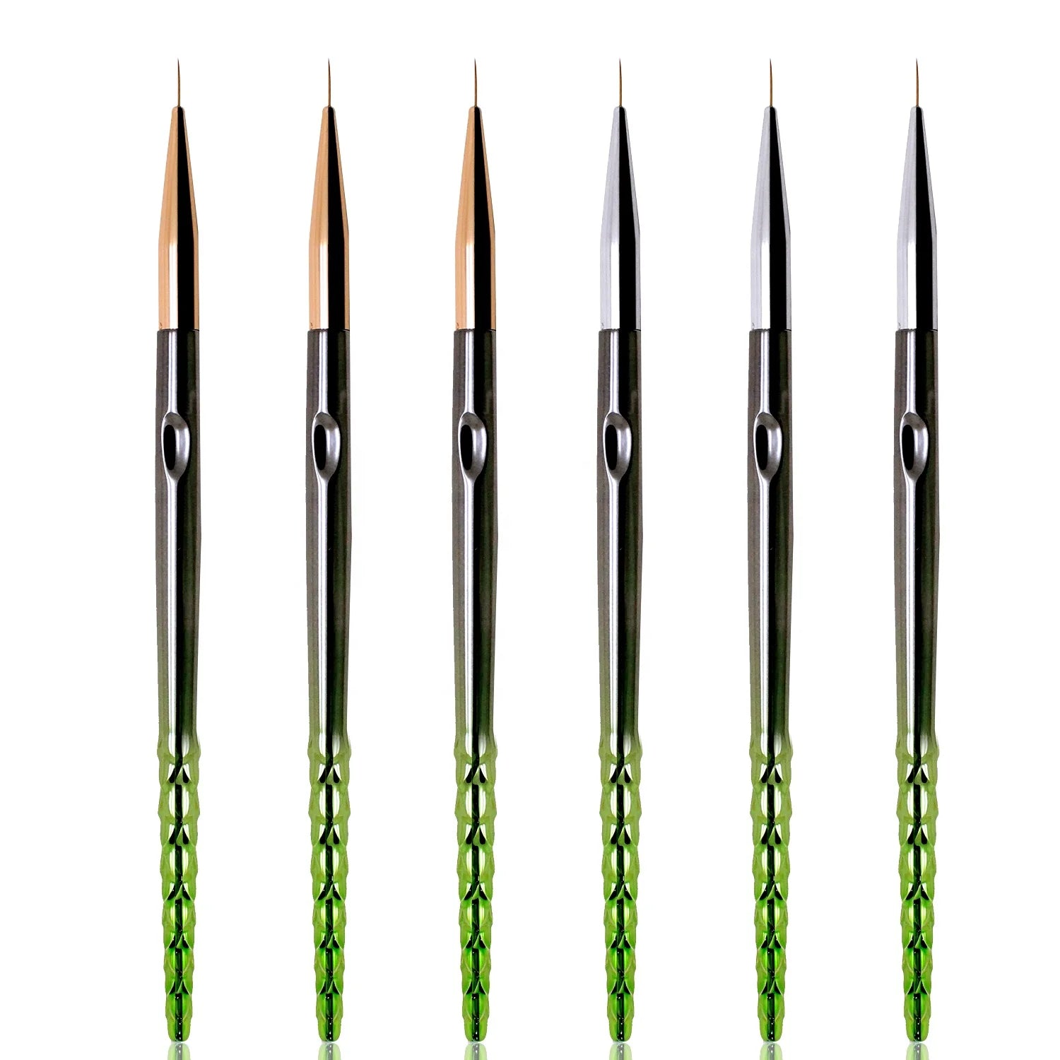 New Design Green-gray Gradient Handle Nail Long Liner Brush 9mm Extra Fine Llner Brush for Nail Art Design