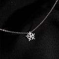 925 Sterling Silver Dainty Zircon Merry Christmas Necklace Silver Snowflake Necklace