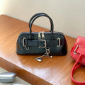Hundreds of Fashion Ladies Senior Crossbody Bag Casual Black Tote with Zipper Closure Handle Shell Handbag
