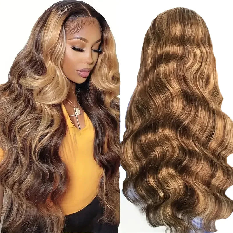Piano-colored Gradient Long Wavy Hair Women Wig Fluffy and Soft Brazilians Vietnamese Style in Stock