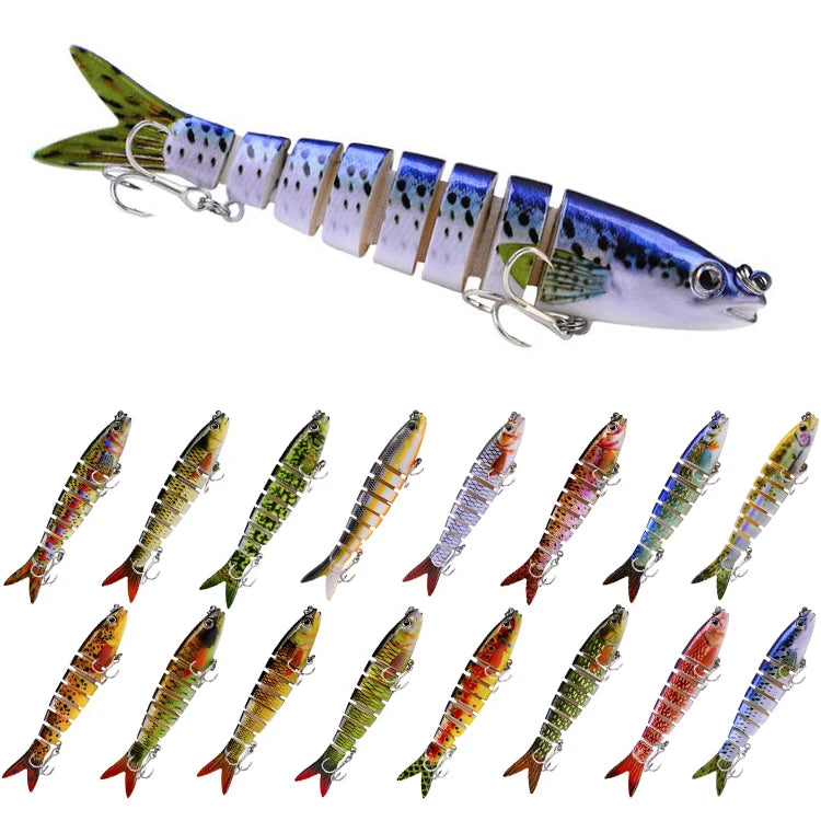 WEIHE 13.5CM-5.31" 19G-0.67oz 8 Sections Multi Jointed Bulk Hard Crankbait Wobbler Plastic Swim Bait Lures with 6# Hook