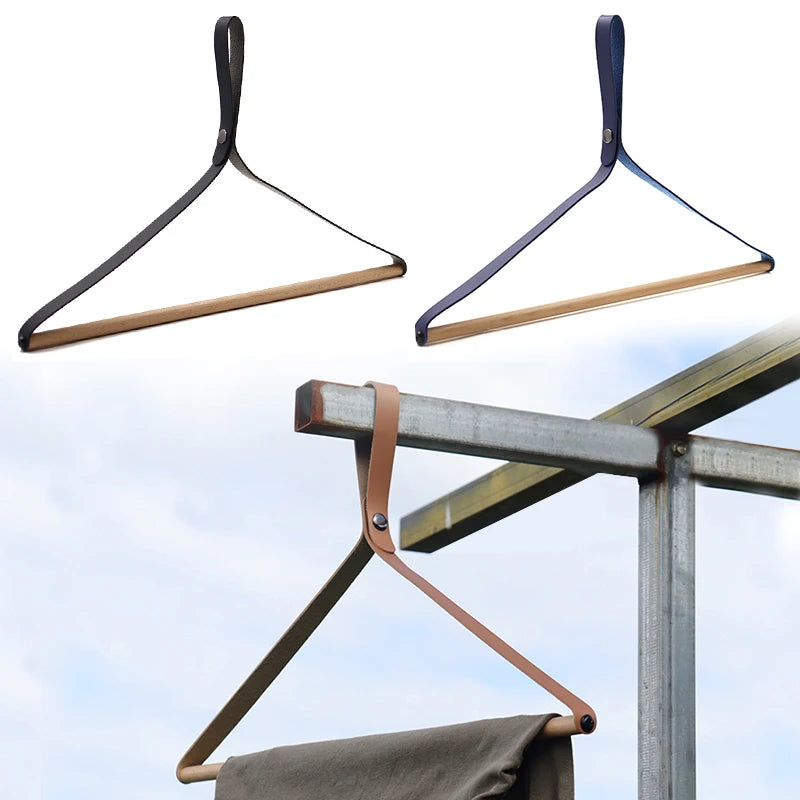 Outdoor Camping Foldable Waterproof PU Leather Clothes Holders Hanger with Customized Logo for Hiking & Travel