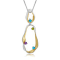 Abiding Geometric Custom 925 Sterling Silver Blue Topaz Amethyst Peridot Gemstone Gold Plated Pendant Necklace