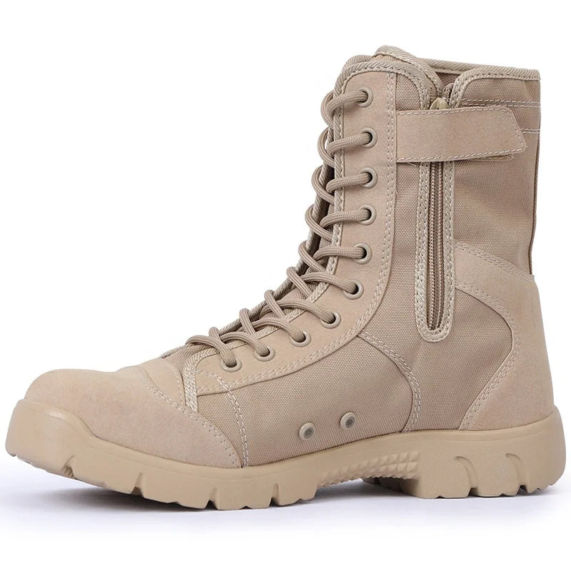 Yakeda Men's Genuine Tactico Shoe Wear-Resistant Waterproof Trekking Outdoor Hiking Boots Tactical Side Zipper Ankle Boots
