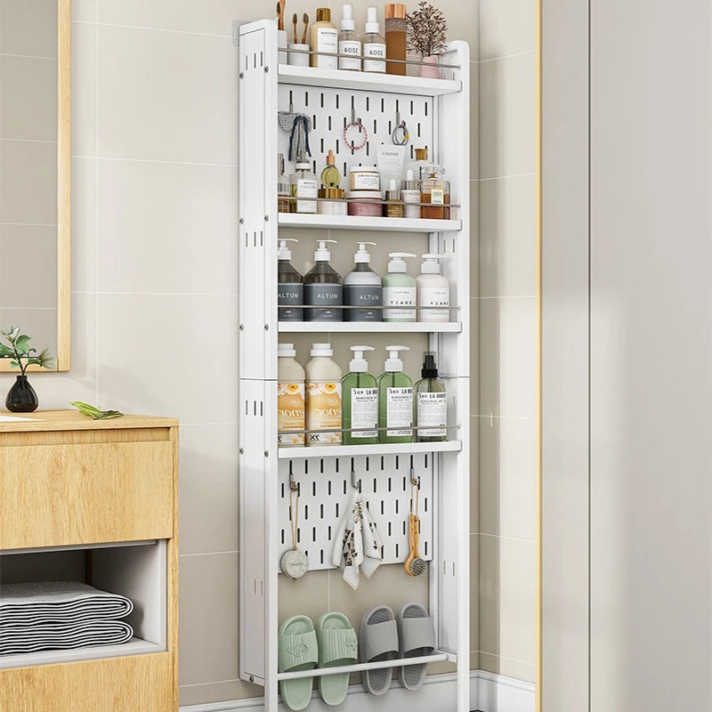 Bathroom5 Tier Punch Free Toiletries Wall Mount Rack Metal With Hook Hole Board Soap Shoe Organizer Stand Kitchen Spice Holder