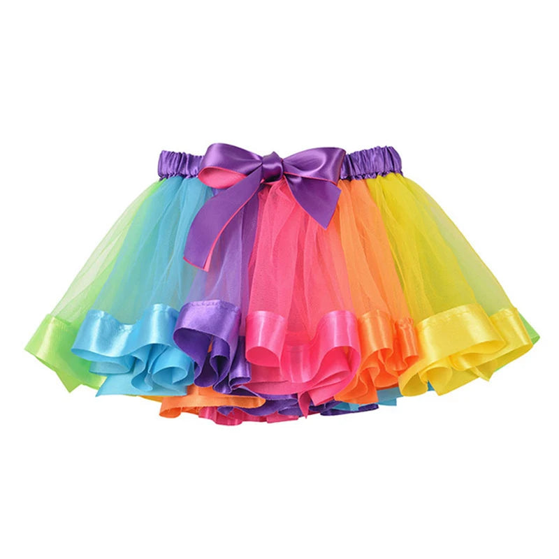 Hot Selling Stock Ballet Rainbow Children Princess Party Tutu Skirt Dress for Girls